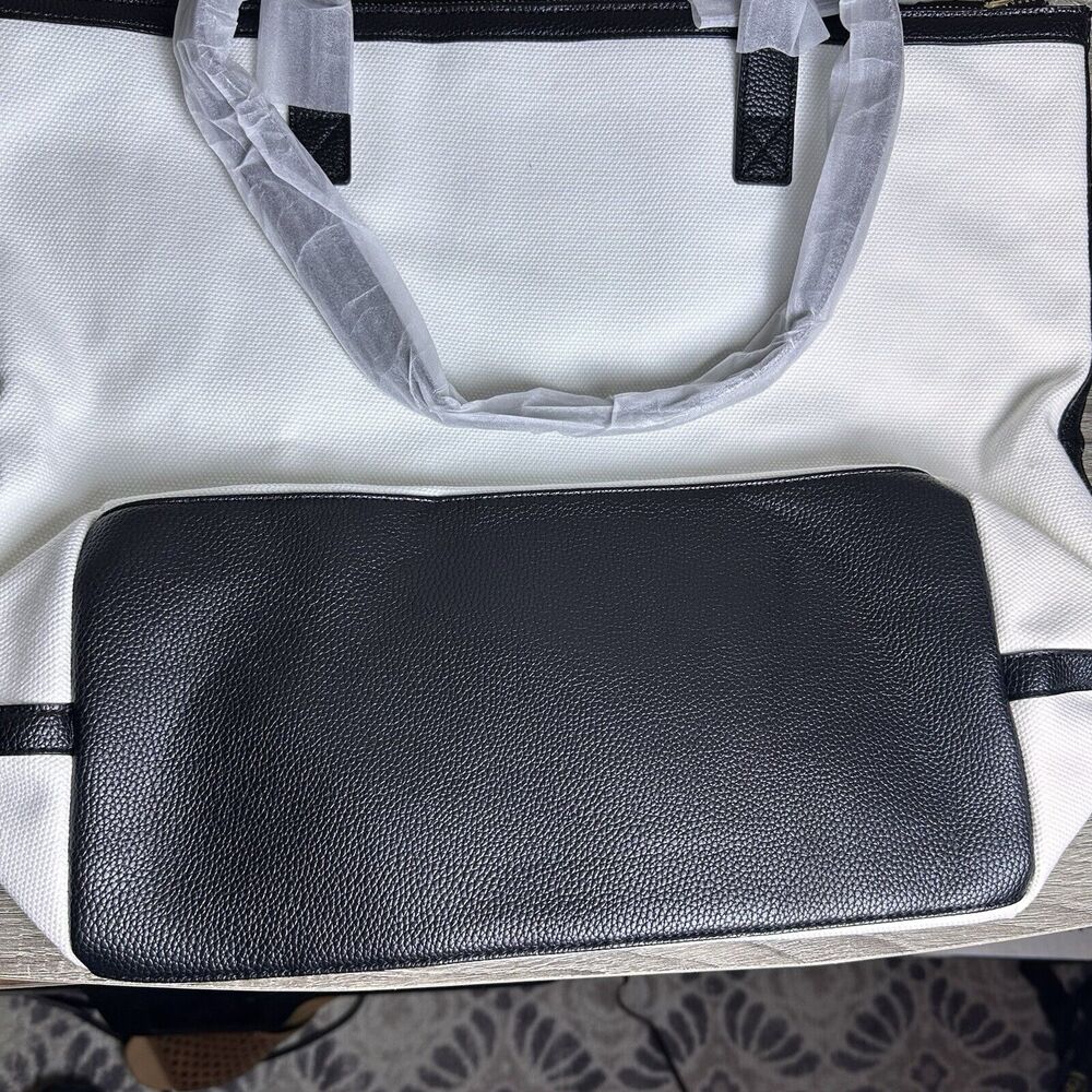 NEW Walter Baker Carly Tote Bag Day Tripper‎ Weekender Canvas White Black Travel - Picture 5 of 7